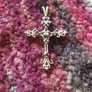 10k diamond and Sarfire cross Pendant